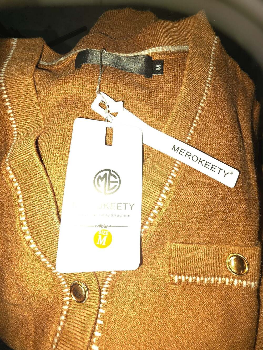 MEROKEETY Women's Long Sleeve Button Down Knit Cardigan Sweater with Pockets Med